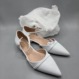 GENSHUO White Wedding Flats Pointed Toe Size 9 NEW